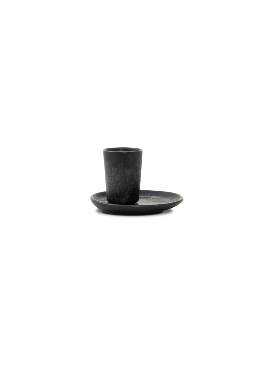 6er Set Amazonia Espressotasse mit Unterteller in schwarz