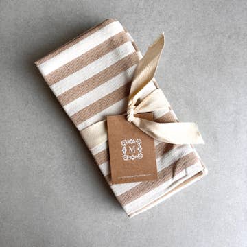4x 3er Set Geschirrtuch gestreift - beige