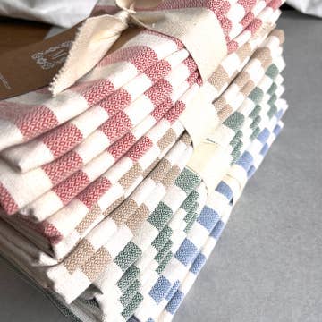 4x 3er Set Geschirrtuch gestreift - grün