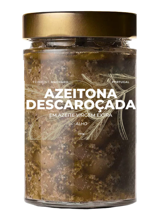 6x Feinkost Machado - Entkernte Oliven in Olivenöl mit Knoblauch