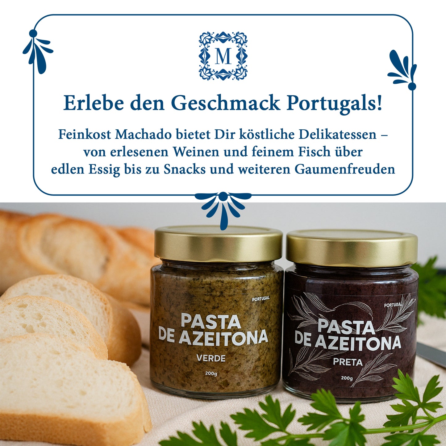 6x Feinkost Machado - Schwarze Olivenpaste 200g