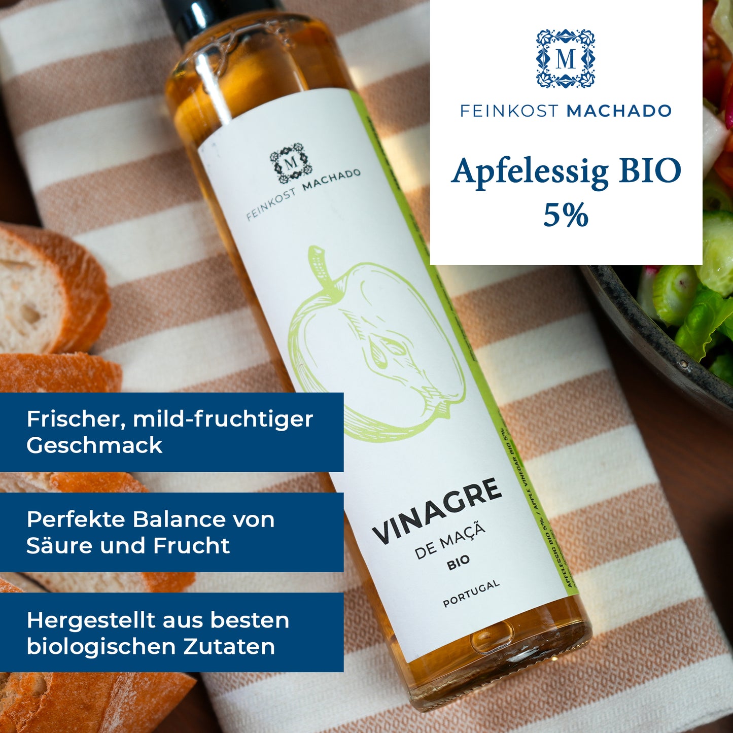 6x Apfelessig BIO 5%, 250ml | Feinkost Machado