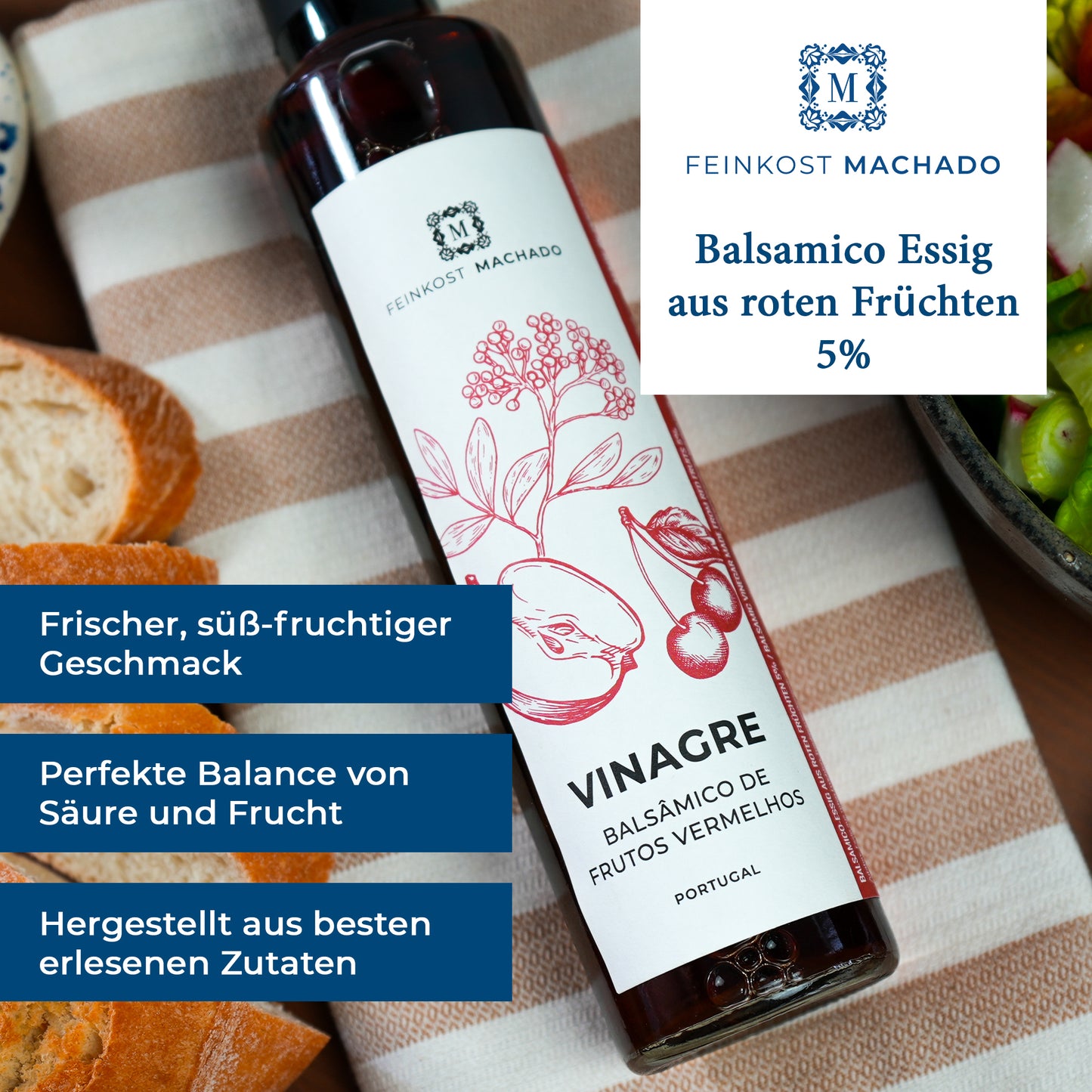 6x Balsamico Essig aus roten Früchten 5%, 250ml | Feinkost Machado