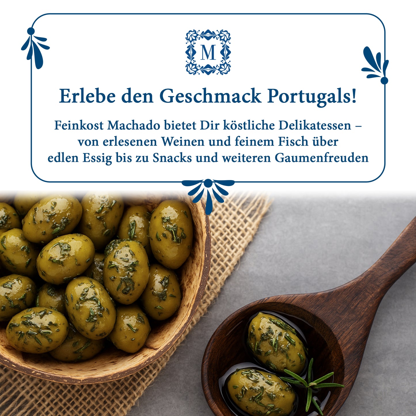 6x Feinkost Machado - Entkernte Oliven in Olivenöl mit Knoblauch 290g