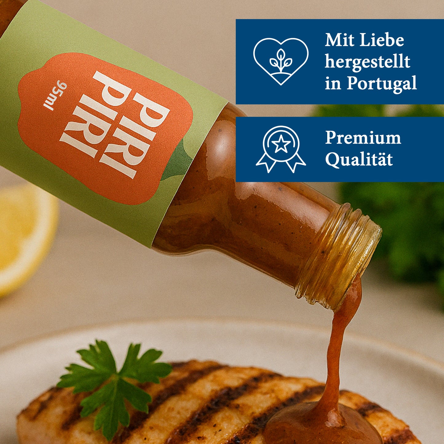12x Feinkost Machado - Piri Piri Zitrone und Kräuter 95ml