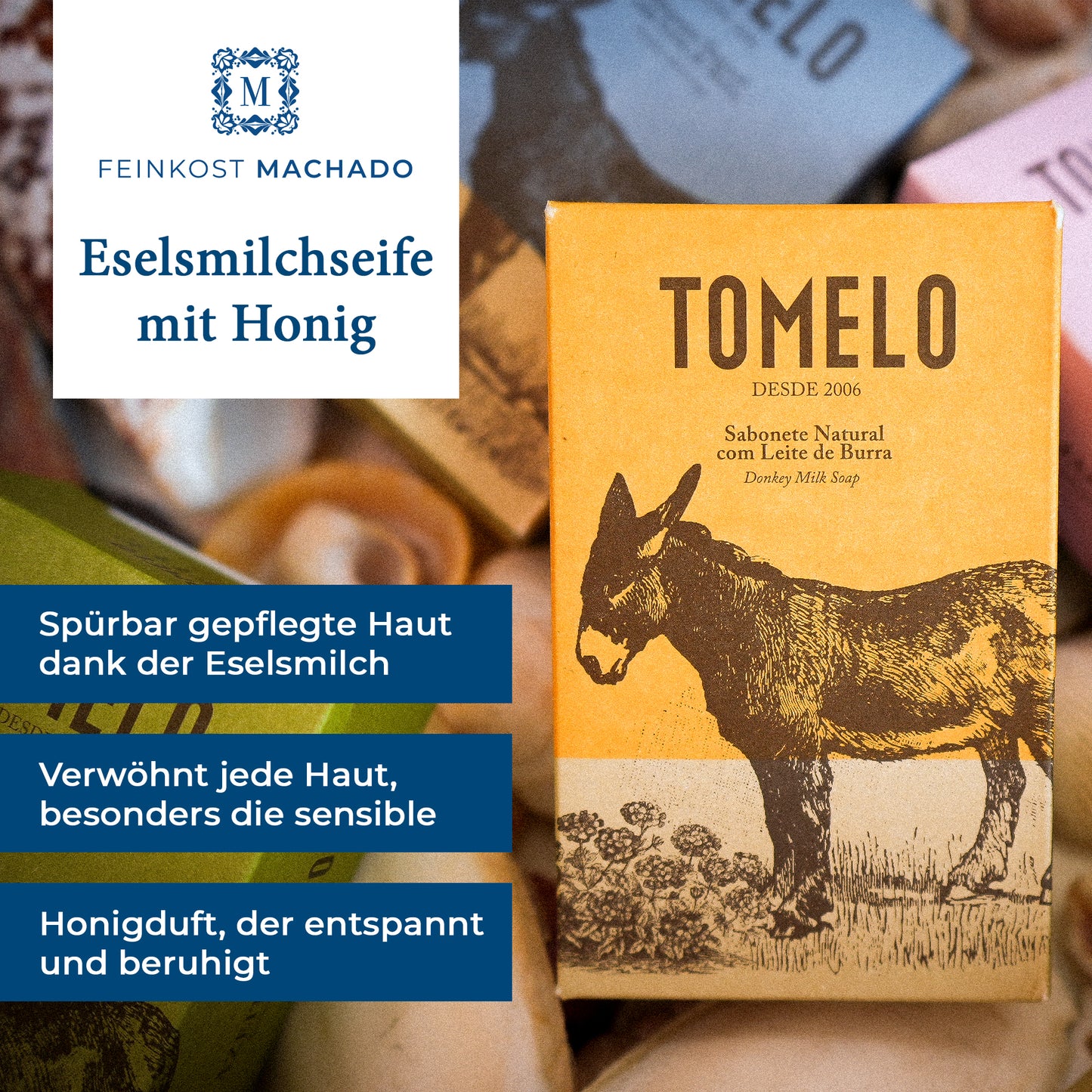 6x Seife aus Eselsmilch mit Honig - Tomelo 150g