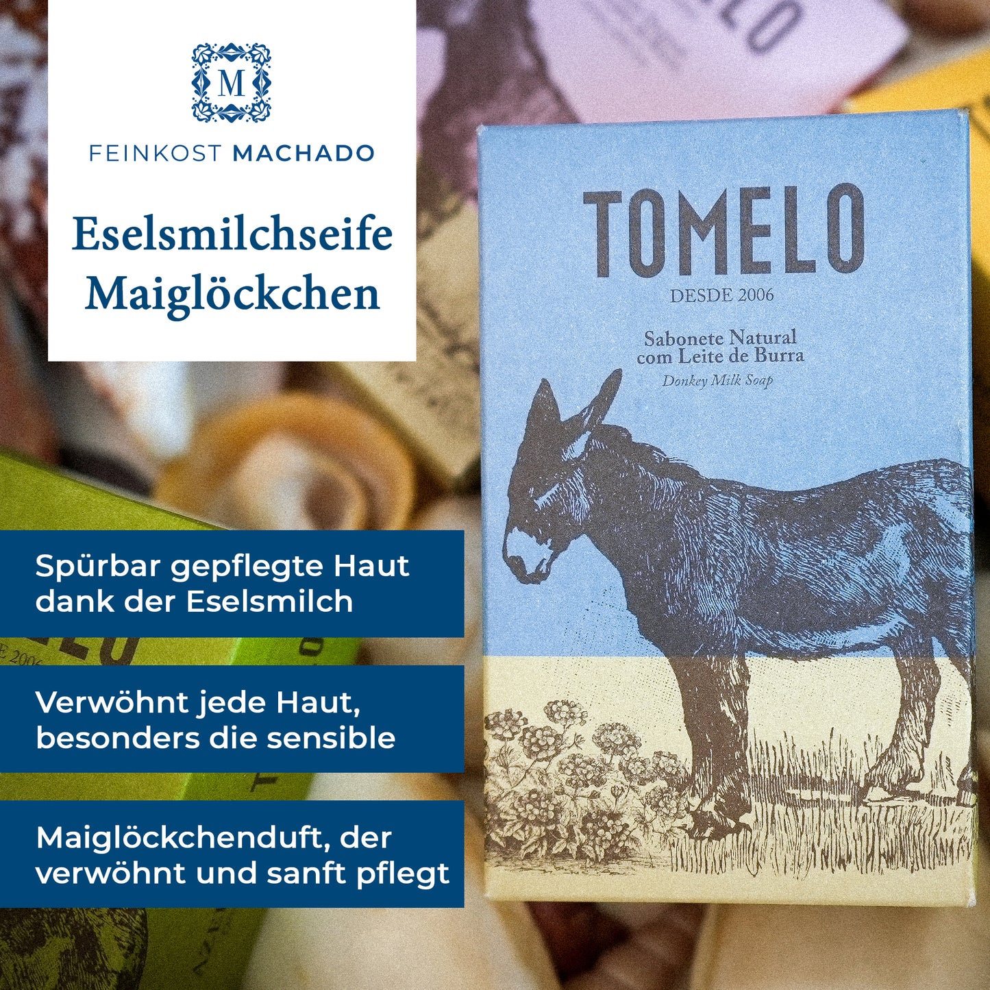 6x Seife aus Eselsmilch mit Maiglöckchen - Tomelo 150g