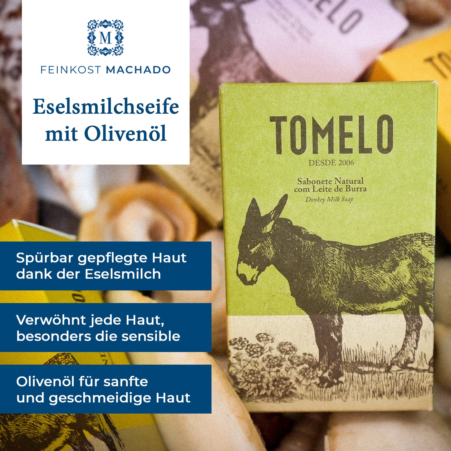 6x Seife aus Eselsmilch mit Olivenöl - Tomelo 150g