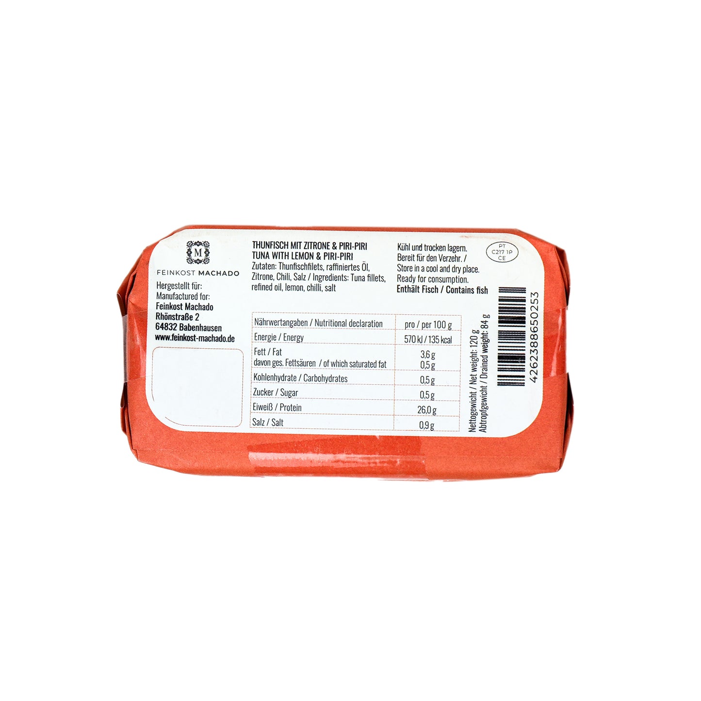 10x Feinkost Machado - Thunfisch mit Zitrone und Piri Piri 120g