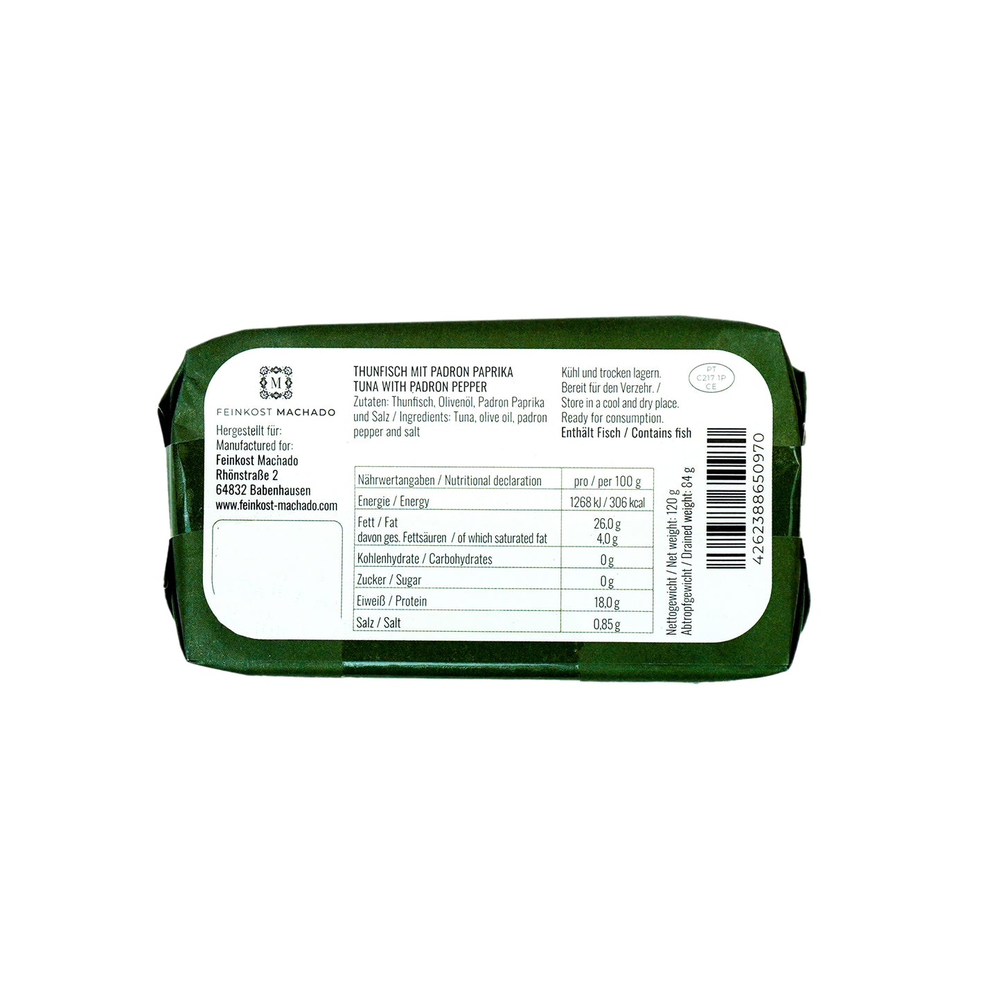 10x Feinkost Machado - Thunfisch in Padron Paprika 120g