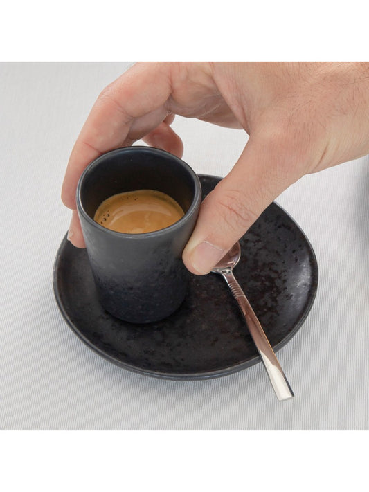 6er Set Amazonia Espressotasse mit Unterteller in  schwarz
