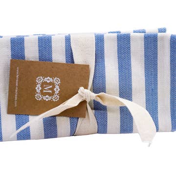 4x 3er Set Geschirrtuch gestreift - blau