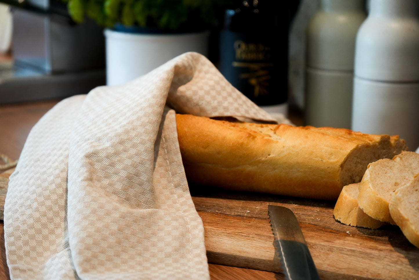 4x 3er Set Geschirrtuch kariert - beige