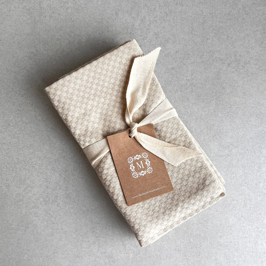 4x 3er Set Geschirrtuch kariert - beige