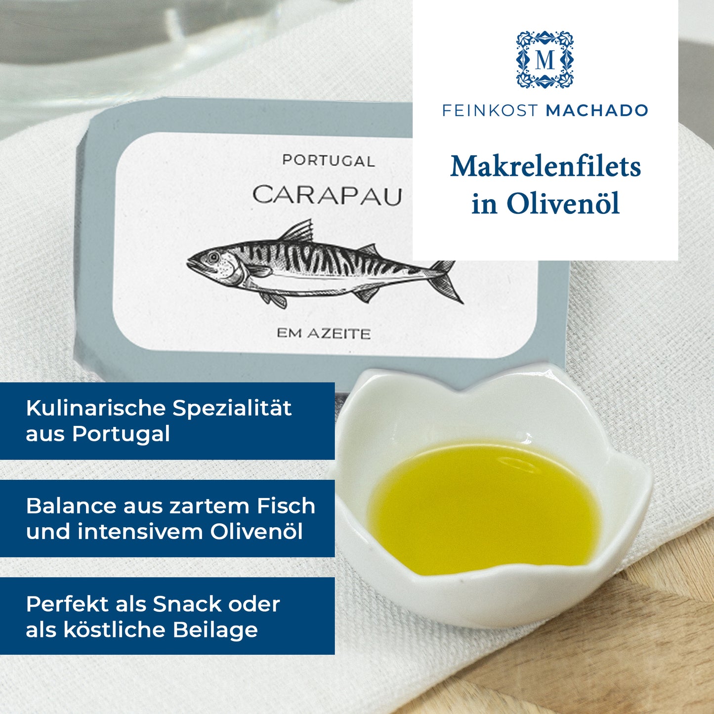 10x Feinkost Machado - Makrelenfilets in Olivenöl 120g